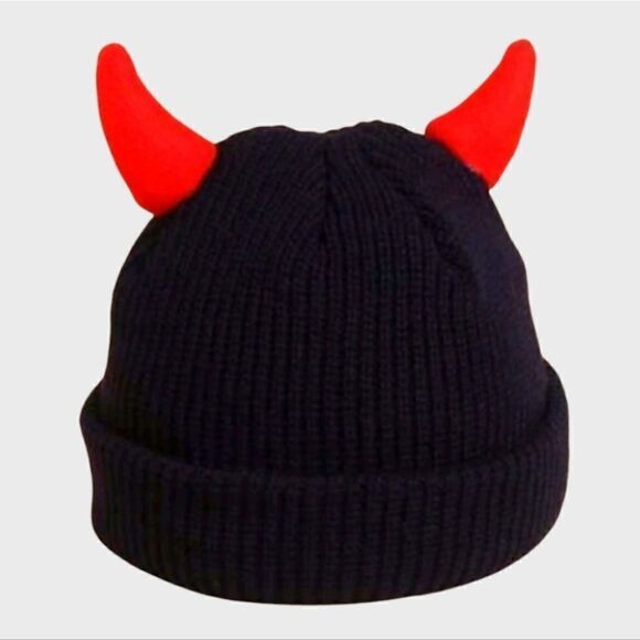 Unisex Kids Toddler Winter Snow Beanie Devil Horns Hat - Picture 1 of 7